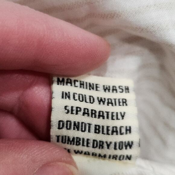 Sim & Sam Cottagecore Blouse Puff Sleeve Square Neck Striped White Tan Medium - Picture 8 of 8